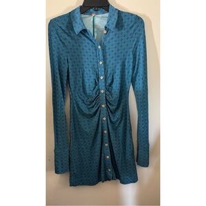 Free People Teal and Purple Floral Dress